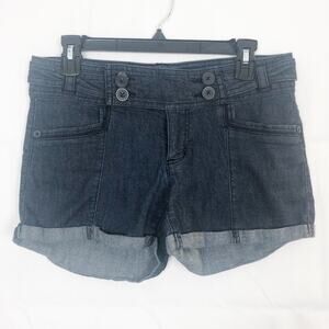Candie's Mid Rise Cuffed Jean Shorts Dark Wash Size 5